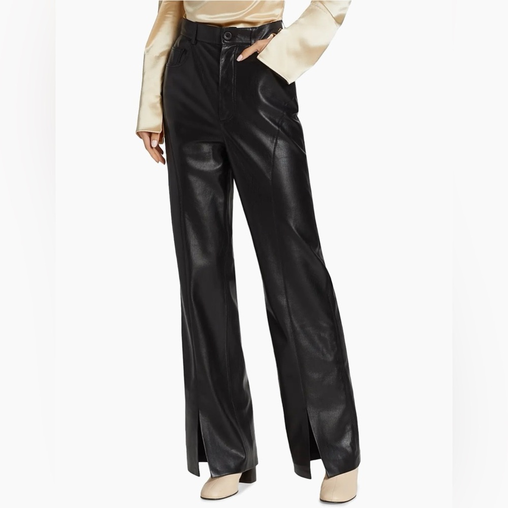 Nanushka Basha Vegan Leather Wide Leg Pants Black | NWT | Size S